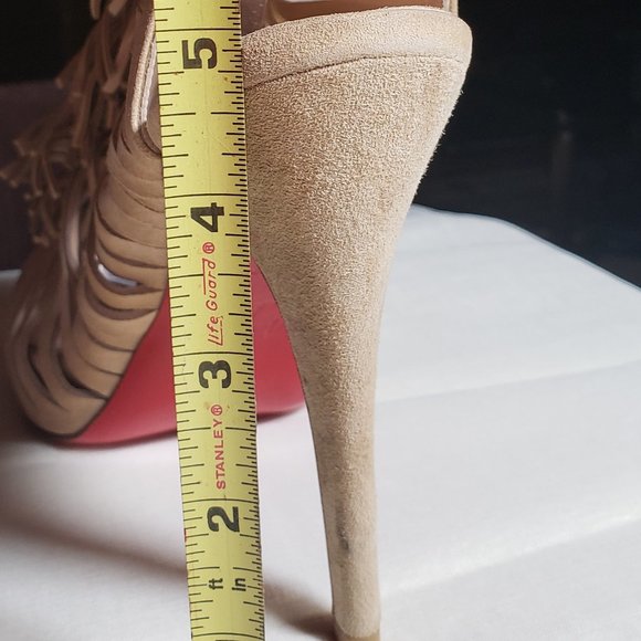 Christian Louboutin Open Toe Beige Suede Boots Size 40 EU/ 10 US - Picture 8 of 16